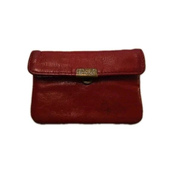Gani Red Leather Wallet Coin Purse Zipper Closure 1 Pocket Inside, Change Pouch - Picture 1 of 7
